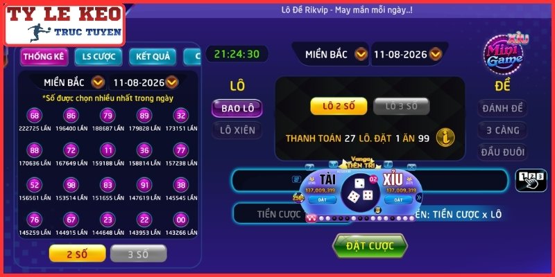 Sảnh Tài Xỉu đa dạng và Lô đề siêu tốc